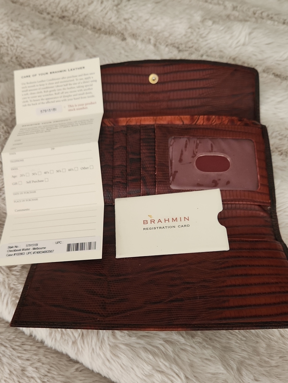 Brahmin Brown Lizard Pattern Leather Wallet - Melbourne Collection